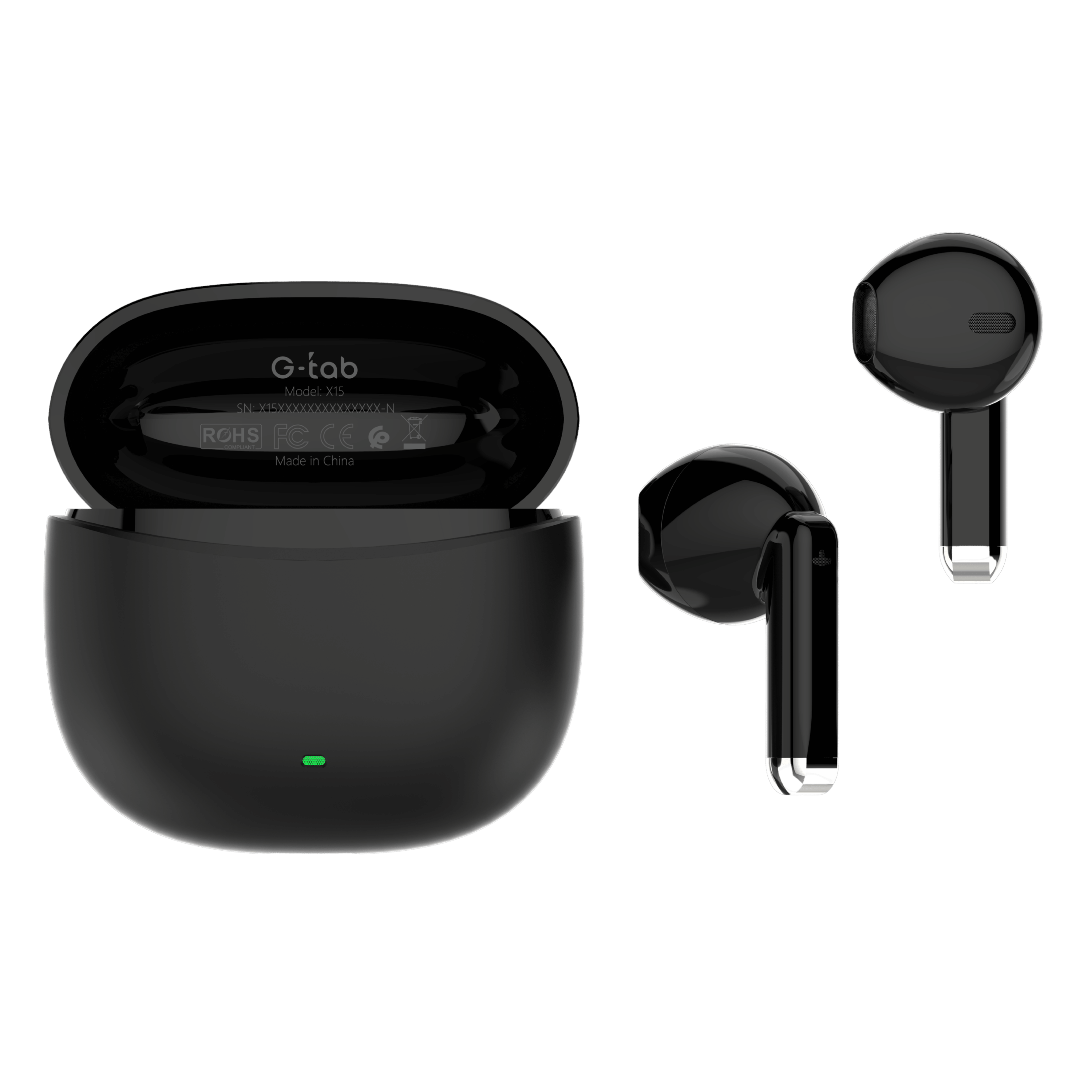 G-Tab X15 True Wireless Earbuds | Bluetooth 5.4, Deep Bass Sound & Clear Call Mic - 